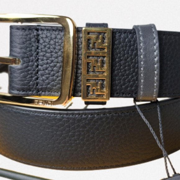 Fendi FF Black Leather with Polished Brass Buckle main image 4